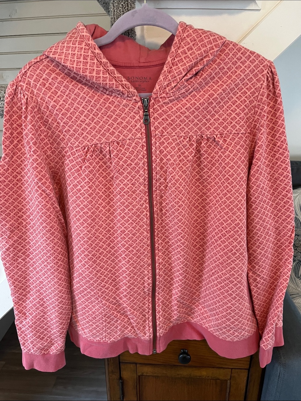 Sonoma Coral Pink Hooded Zip Hoodie